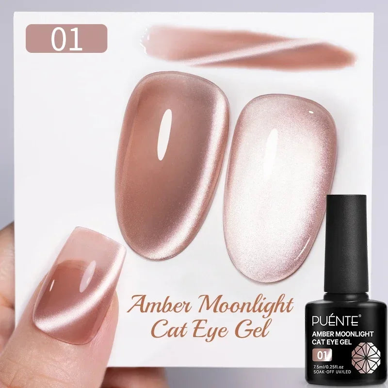 7.5ML Black Cat Eye Magnetic Glitter Gel Nail Polish Ultra-Bright Black Shine Long-Lasting Soak Off UV Nail Art Varnish Manicure