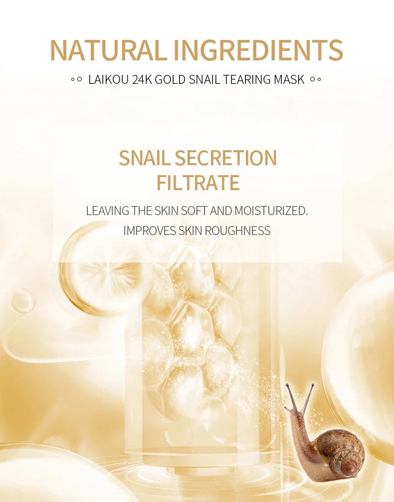 LAIKOU 50/80g 24K Gold Foil Snail Peel Mask Deep Cleansing Remove Blackheads Firming Skin Oil-Control Whitening Skin Care