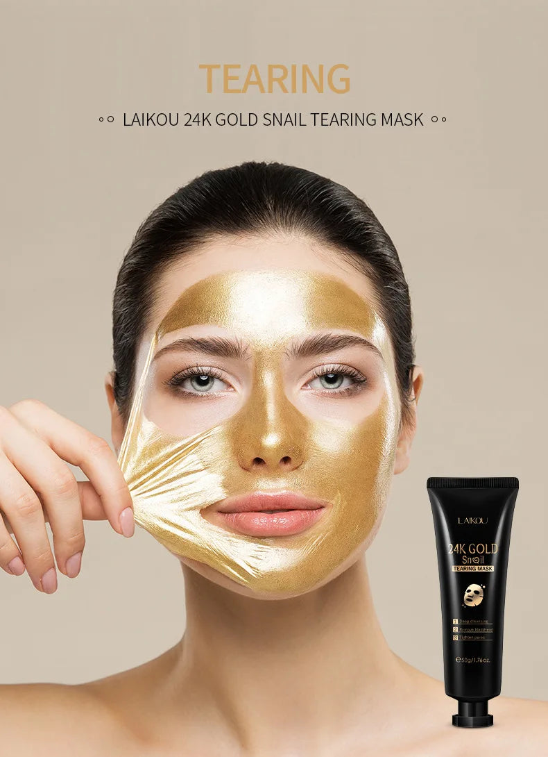 LAIKOU 50/80g 24K Gold Foil Snail Peel Mask Deep Cleansing Remove Blackheads Firming Skin Oil-Control Whitening Skin Care