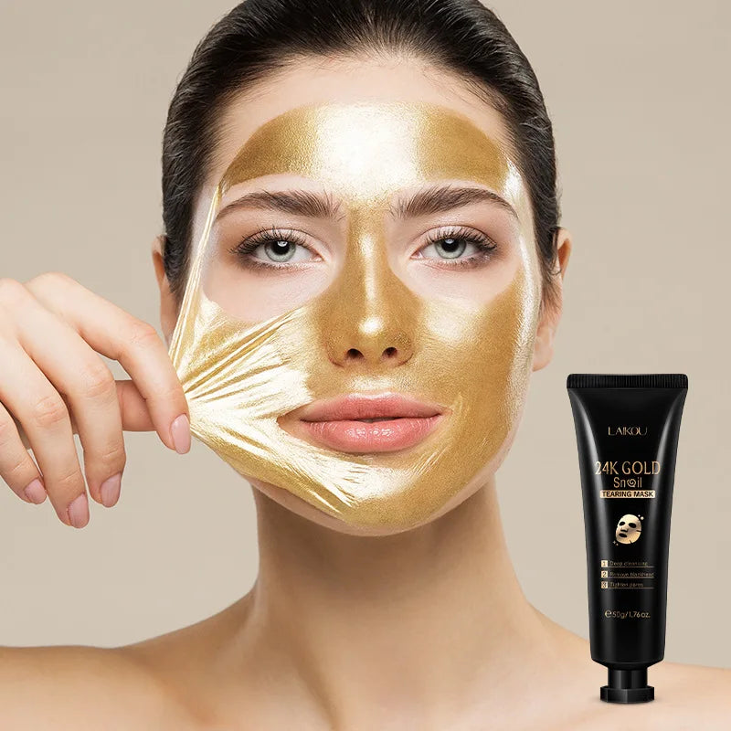 LAIKOU 50/80g 24K Gold Foil Snail Peel Mask Deep Cleansing Remove Blackheads Firming Skin Oil-Control Whitening Skin Care