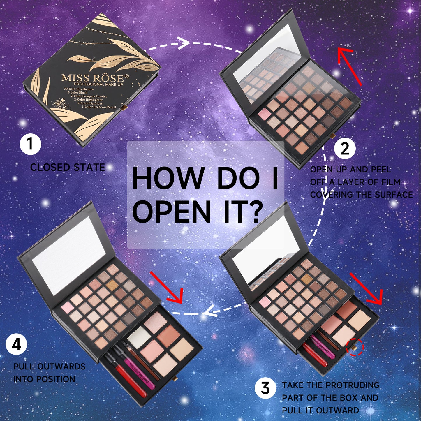 MISS ROSE All In One Makeup Kit for Women Full Set Make up Gift Set Face Primer Contour Eyeshadow Brushe Multi-Purposes Kits Box