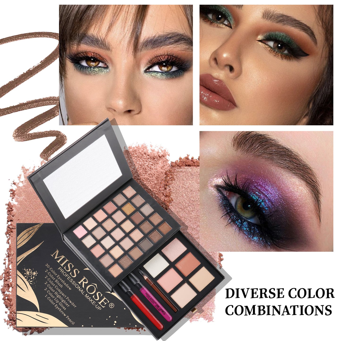 MISS ROSE All In One Makeup Kit for Women Full Set Make up Gift Set Face Primer Contour Eyeshadow Brushe Multi-Purposes Kits Box