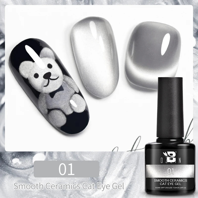 BOZLIN 7.5ML Amber Moonlight Cat Magnetic Gel Nail Polish White Light Magnetic Nail Sparkling Glitter Semi Permanent Varnish