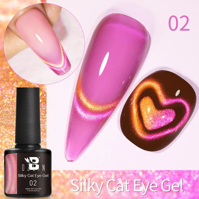 BOZLIN 7.5ML Amber Moonlight Cat Magnetic Gel Nail Polish White Light Magnetic Nail Sparkling Glitter Semi Permanent Varnish