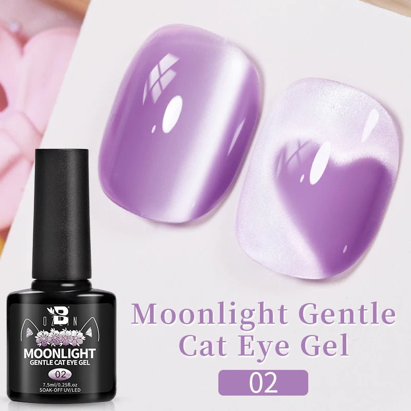 BOZLIN 7.5ML Amber Moonlight Cat Magnetic Gel Nail Polish White Light Magnetic Nail Sparkling Glitter Semi Permanent Varnish