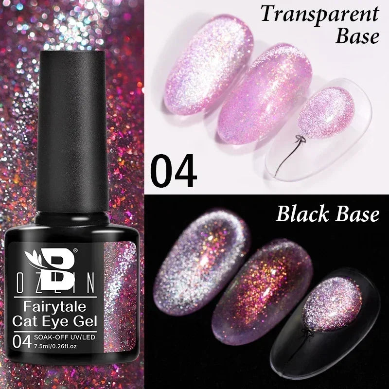 BOZLIN 7.5ML Amber Moonlight Cat Magnetic Gel Nail Polish White Light Magnetic Nail Sparkling Glitter Semi Permanent Varnish