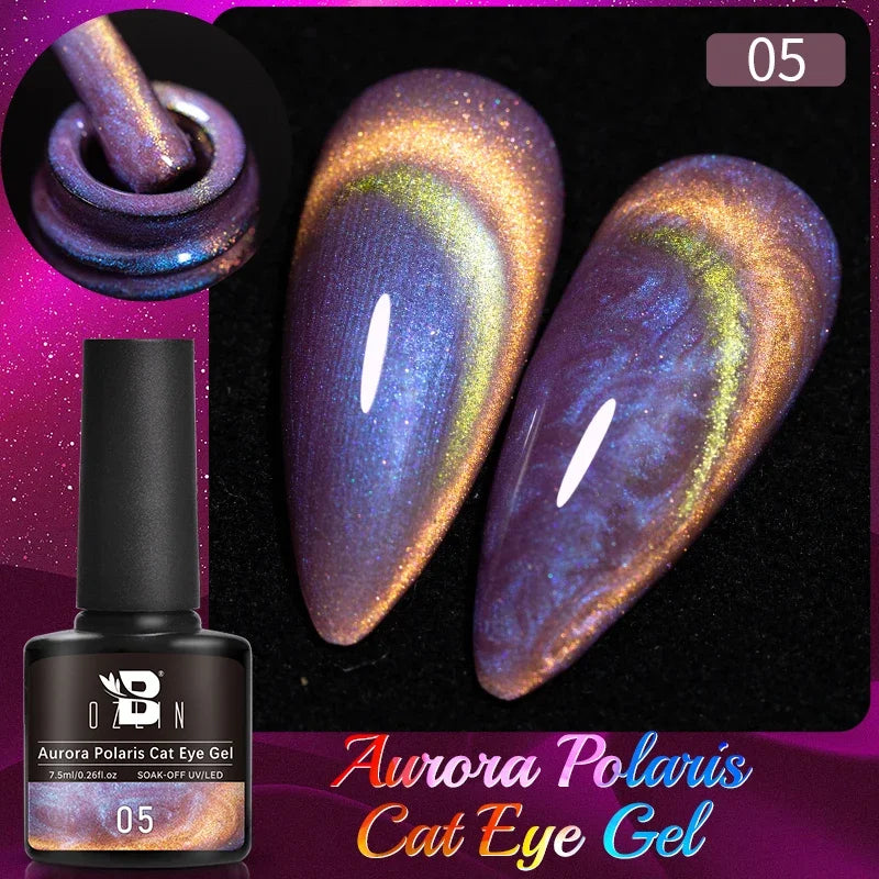 BOZLIN 7.5ML Amber Moonlight Cat Magnetic Gel Nail Polish White Light Magnetic Nail Sparkling Glitter Semi Permanent Varnish
