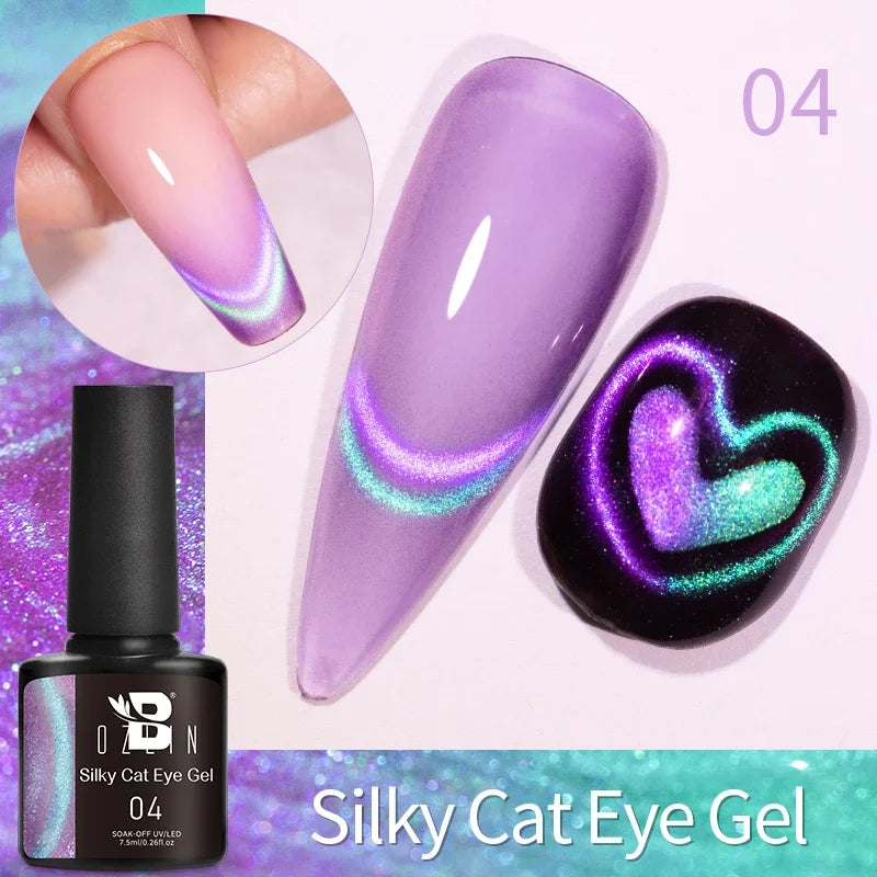 BOZLIN 7.5ML Amber Moonlight Cat Magnetic Gel Nail Polish White Light Magnetic Nail Sparkling Glitter Semi Permanent Varnish