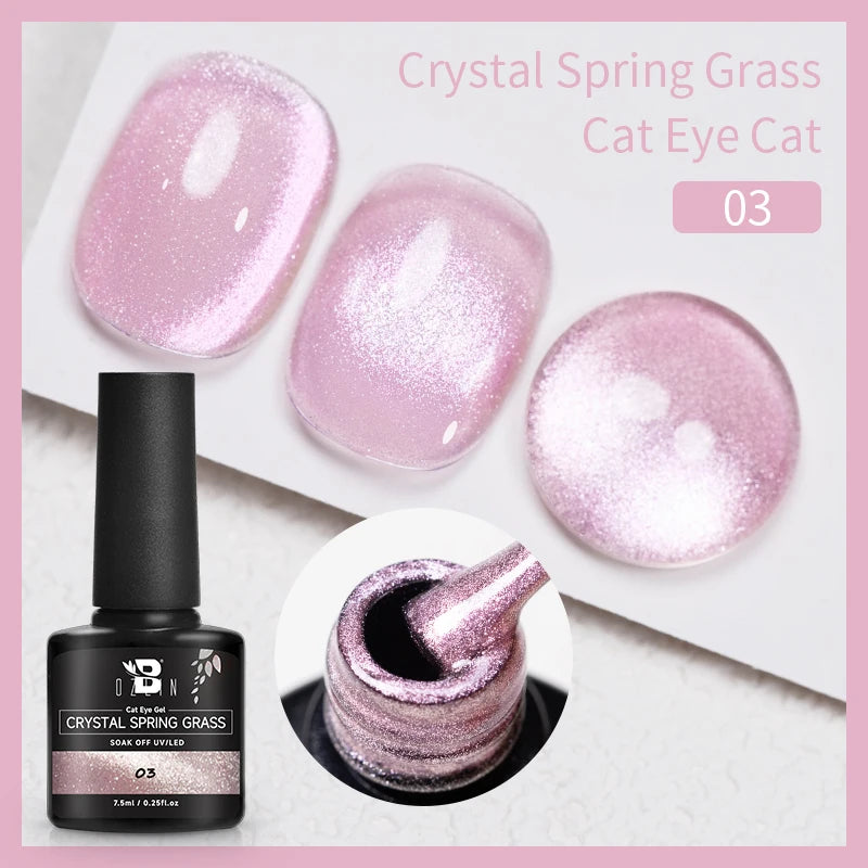 BOZLIN 7.5ML Amber Moonlight Cat Magnetic Gel Nail Polish White Light Magnetic Nail Sparkling Glitter Semi Permanent Varnish