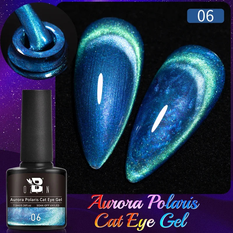 BOZLIN 7.5ML Amber Moonlight Cat Magnetic Gel Nail Polish White Light Magnetic Nail Sparkling Glitter Semi Permanent Varnish