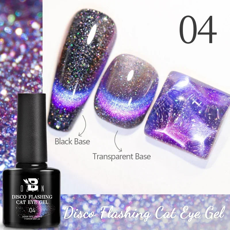 BOZLIN 7.5ML Amber Moonlight Cat Magnetic Gel Nail Polish White Light Magnetic Nail Sparkling Glitter Semi Permanent Varnish