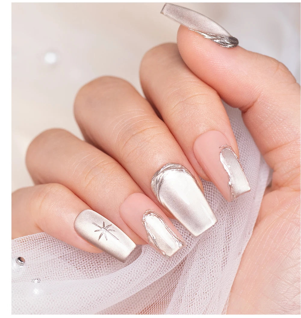 BOZLIN 7.5ML Amber Moonlight Cat Magnetic Gel Nail Polish White Light Magnetic Nail Sparkling Glitter Semi Permanent Varnish