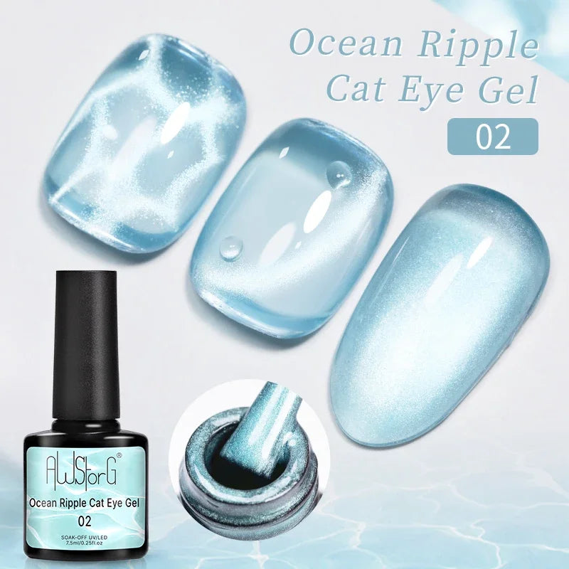 BOZLIN 7.5ML Amber Moonlight Cat Magnetic Gel Nail Polish White Light Magnetic Nail Sparkling Glitter Semi Permanent Varnish