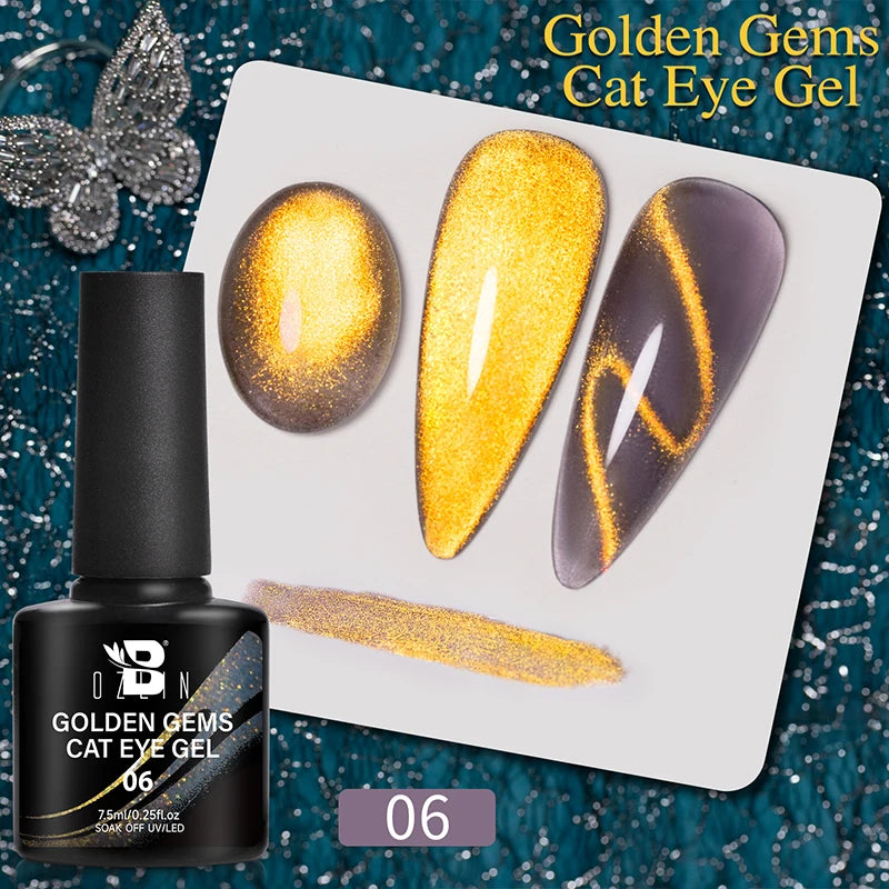 BOZLIN 7.5ML Amber Moonlight Cat Magnetic Gel Nail Polish White Light Magnetic Nail Sparkling Glitter Semi Permanent Varnish