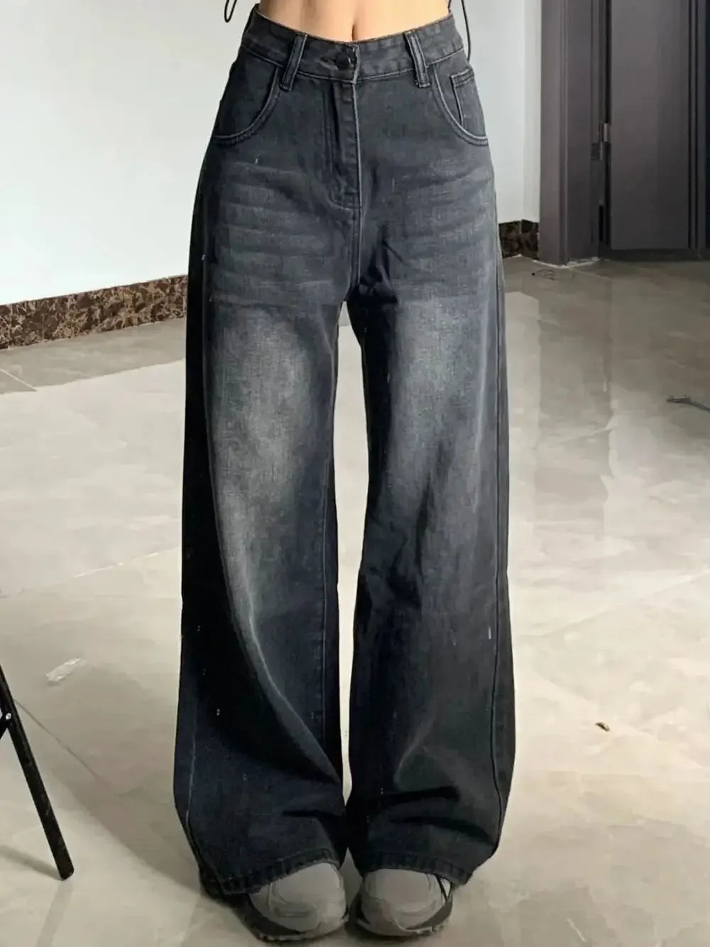 Slimming High-Waisted Jeans – Women’s Pear-Shaped Loose Straight-Leg Bell Bottoms, Plus-Size Denim Trousers