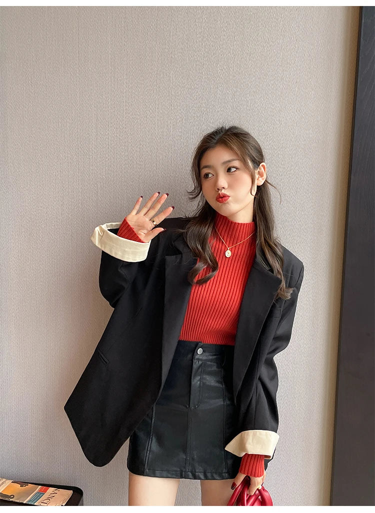 Women’s Korean Slim Turtleneck Sweater – Long Sleeve Casual Thick Knitted Pullover, Autumn/Winter Basic Top