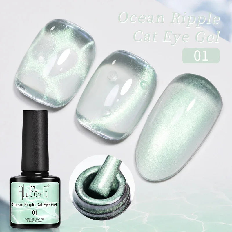 BOZLIN 7.5ML Amber Moonlight Cat Magnetic Gel Nail Polish White Light Magnetic Nail Sparkling Glitter Semi Permanent Varnish