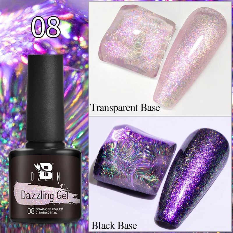 BOZLIN 7.5ML Amber Moonlight Cat Magnetic Gel Nail Polish White Light Magnetic Nail Sparkling Glitter Semi Permanent Varnish