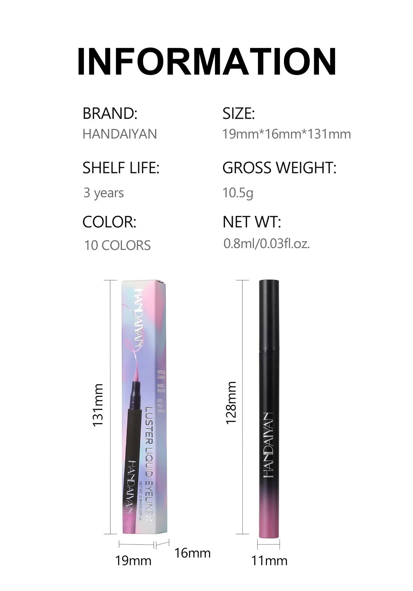 Pearlescent Eyeliner Stick Pen Glitter Eyes Shadow Waterproof Shimmer Eye Liner Pen Shiny High-gloss Cosmetics Beauty Make Up