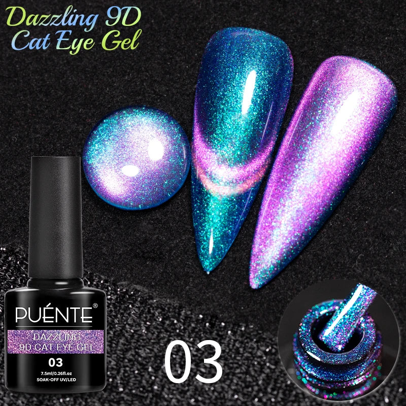 7.5ML Black Cat Eye Magnetic Glitter Gel Nail Polish Ultra-Bright Black Shine Long-Lasting Soak Off UV Nail Art Varnish Manicure