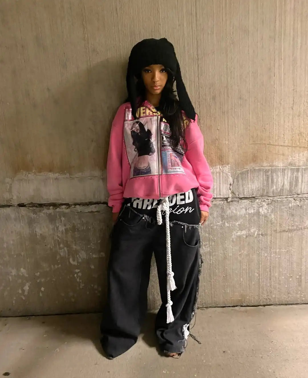 Retro Y2K Printed Hoodie – Gothic Streetwear, Loose Casual Sportswear for Men & Women, K-Pop Fashion