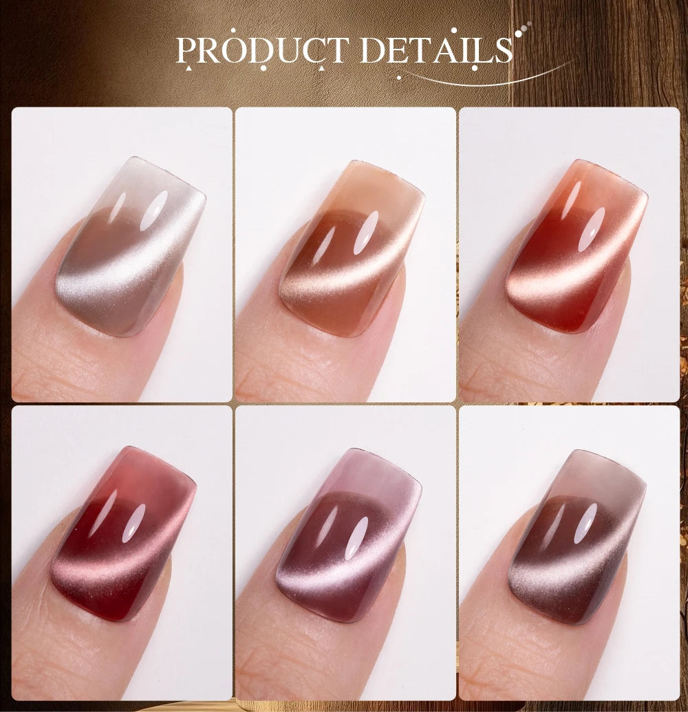 BOZLIN 7.5ML Amber Moonlight Cat Magnetic Gel Nail Polish White Light Magnetic Nail Sparkling Glitter Semi Permanent Varnish