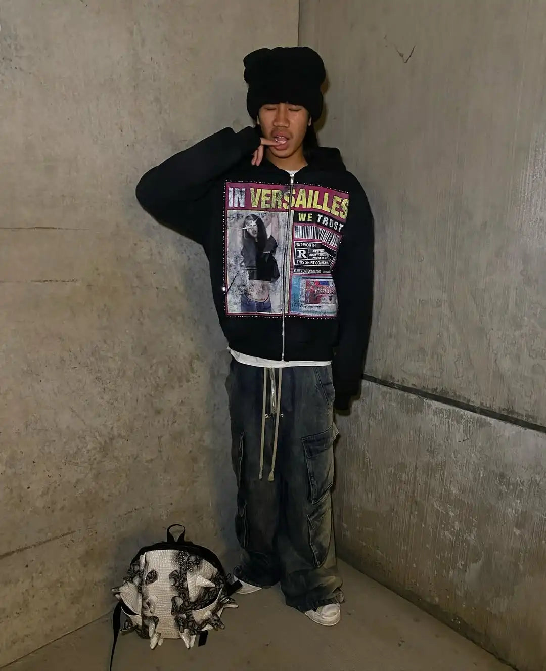 Retro Y2K Printed Hoodie – Gothic Streetwear, Loose Casual Sportswear for Men & Women, K-Pop Fashion