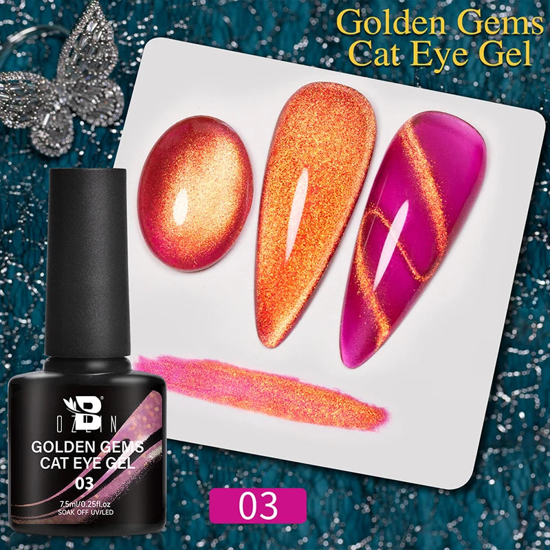 BOZLIN 7.5ML Amber Moonlight Cat Magnetic Gel Nail Polish White Light Magnetic Nail Sparkling Glitter Semi Permanent Varnish