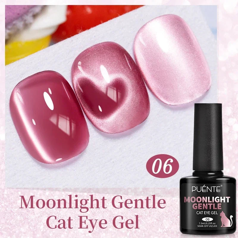 7.5ML Black Cat Eye Magnetic Glitter Gel Nail Polish Ultra-Bright Black Shine Long-Lasting Soak Off UV Nail Art Varnish Manicure