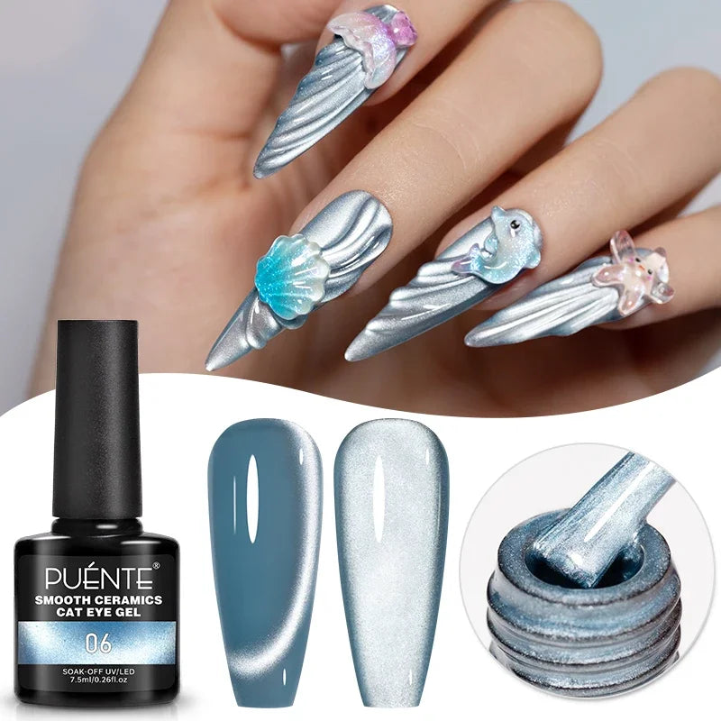 7.5ML Black Cat Eye Magnetic Glitter Gel Nail Polish Ultra-Bright Black Shine Long-Lasting Soak Off UV Nail Art Varnish Manicure