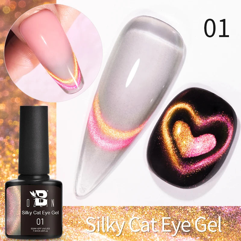BOZLIN 7.5ML Amber Moonlight Cat Magnetic Gel Nail Polish White Light Magnetic Nail Sparkling Glitter Semi Permanent Varnish