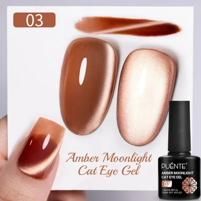 7.5ML Black Cat Eye Magnetic Glitter Gel Nail Polish Ultra-Bright Black Shine Long-Lasting Soak Off UV Nail Art Varnish Manicure