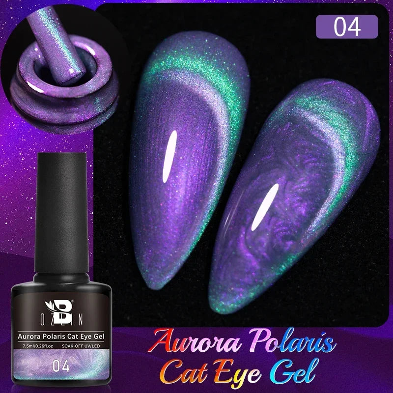 BOZLIN 7.5ML Amber Moonlight Cat Magnetic Gel Nail Polish White Light Magnetic Nail Sparkling Glitter Semi Permanent Varnish