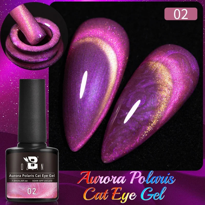 BOZLIN 7.5ML Amber Moonlight Cat Magnetic Gel Nail Polish White Light Magnetic Nail Sparkling Glitter Semi Permanent Varnish
