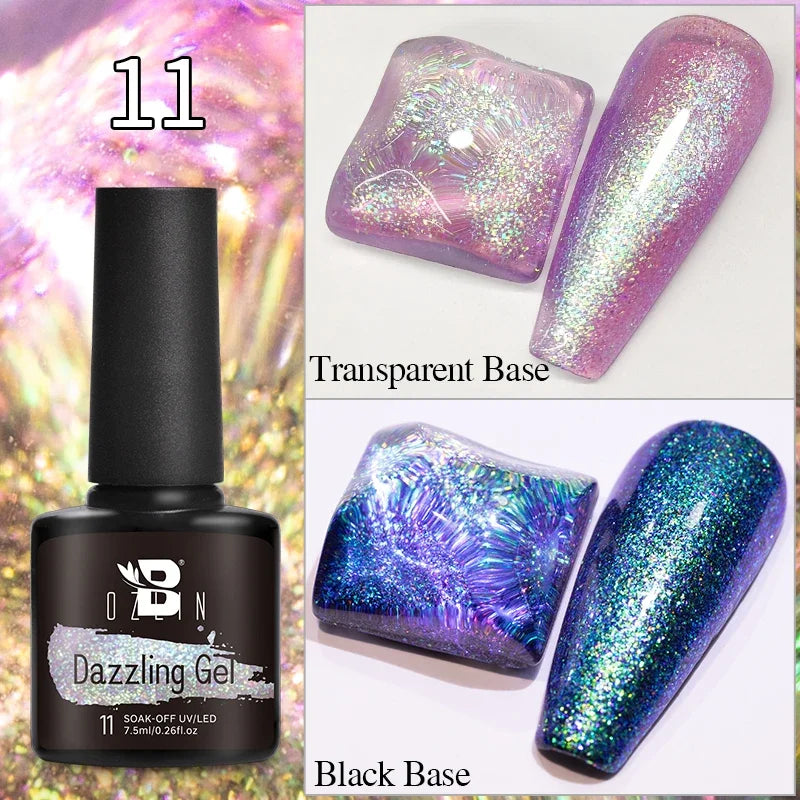 BOZLIN 7.5ML Amber Moonlight Cat Magnetic Gel Nail Polish White Light Magnetic Nail Sparkling Glitter Semi Permanent Varnish