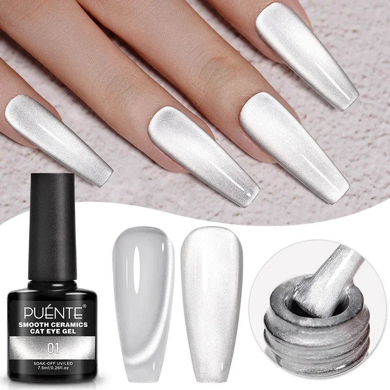 7.5ML Black Cat Eye Magnetic Glitter Gel Nail Polish Ultra-Bright Black Shine Long-Lasting Soak Off UV Nail Art Varnish Manicure