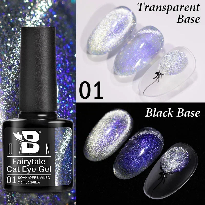 BOZLIN 7.5ML Amber Moonlight Cat Magnetic Gel Nail Polish White Light Magnetic Nail Sparkling Glitter Semi Permanent Varnish