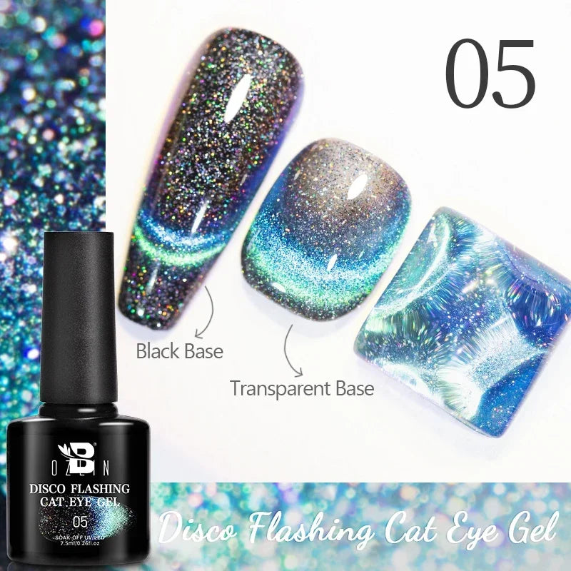 BOZLIN 7.5ML Amber Moonlight Cat Magnetic Gel Nail Polish White Light Magnetic Nail Sparkling Glitter Semi Permanent Varnish