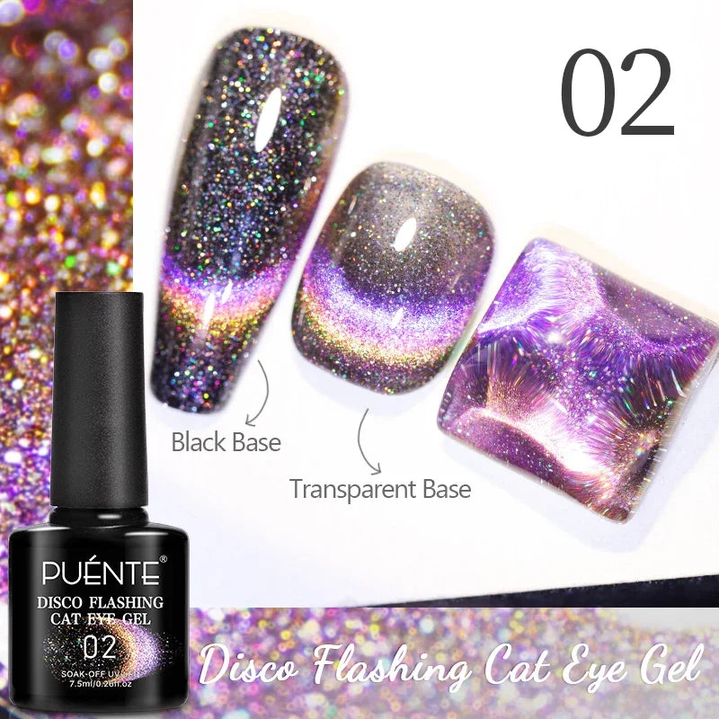 7.5ML Black Cat Eye Magnetic Glitter Gel Nail Polish Ultra-Bright Black Shine Long-Lasting Soak Off UV Nail Art Varnish Manicure