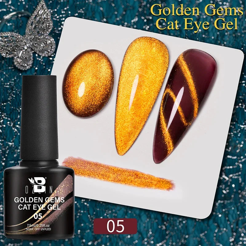 BOZLIN 7.5ML Amber Moonlight Cat Magnetic Gel Nail Polish White Light Magnetic Nail Sparkling Glitter Semi Permanent Varnish