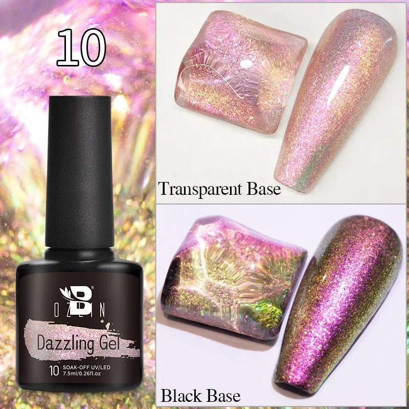 BOZLIN 7.5ML Amber Moonlight Cat Magnetic Gel Nail Polish White Light Magnetic Nail Sparkling Glitter Semi Permanent Varnish