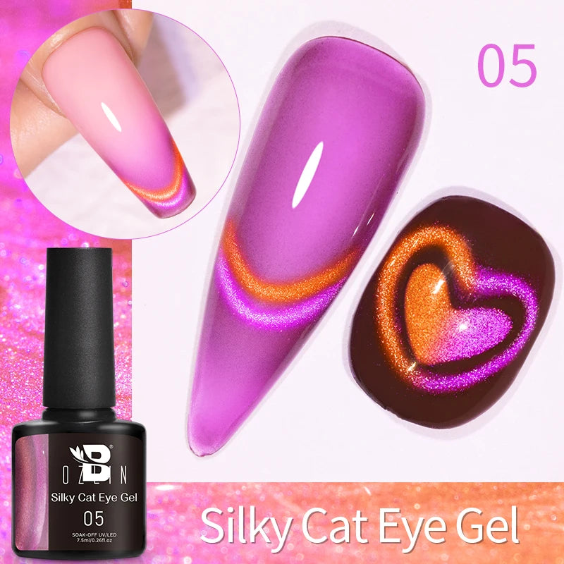 BOZLIN 7.5ML Amber Moonlight Cat Magnetic Gel Nail Polish White Light Magnetic Nail Sparkling Glitter Semi Permanent Varnish