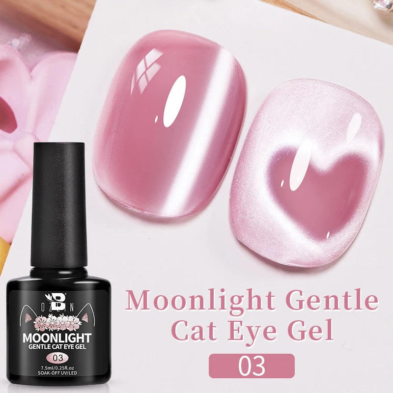 BOZLIN 7.5ML Amber Moonlight Cat Magnetic Gel Nail Polish White Light Magnetic Nail Sparkling Glitter Semi Permanent Varnish
