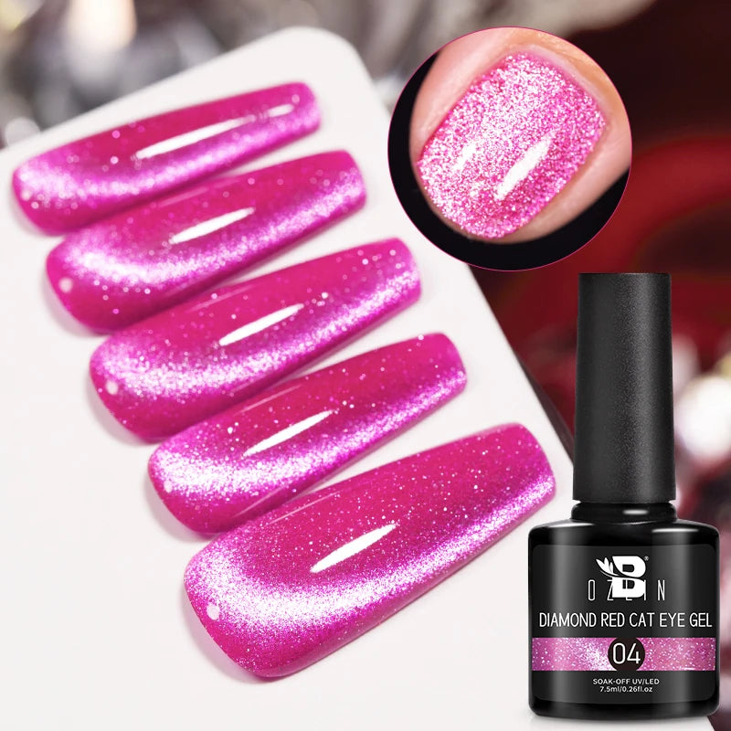 BOZLIN 7.5ML Amber Moonlight Cat Magnetic Gel Nail Polish White Light Magnetic Nail Sparkling Glitter Semi Permanent Varnish