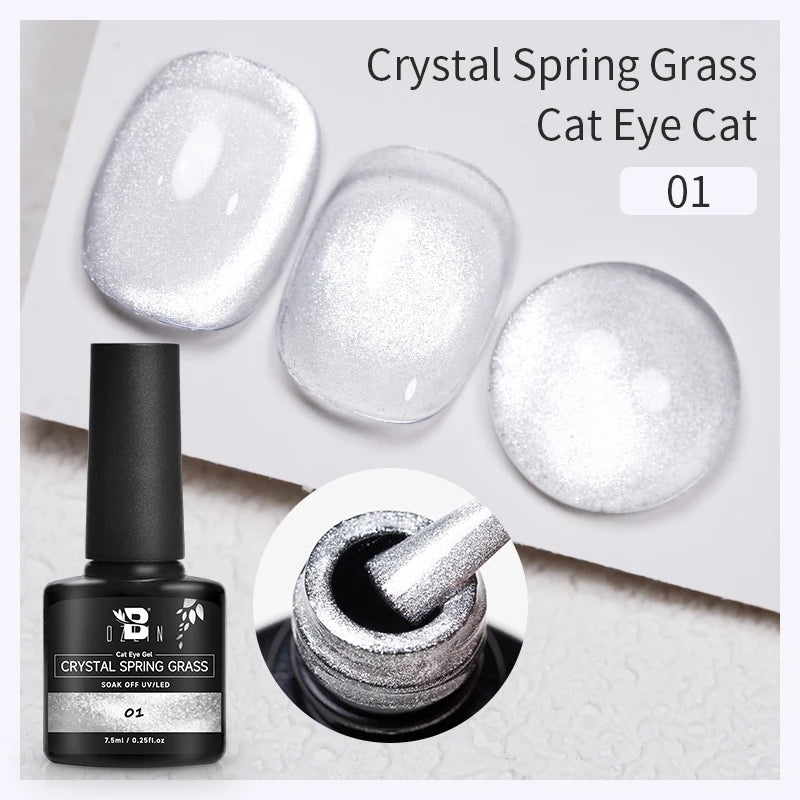 BOZLIN 7.5ML Amber Moonlight Cat Magnetic Gel Nail Polish White Light Magnetic Nail Sparkling Glitter Semi Permanent Varnish