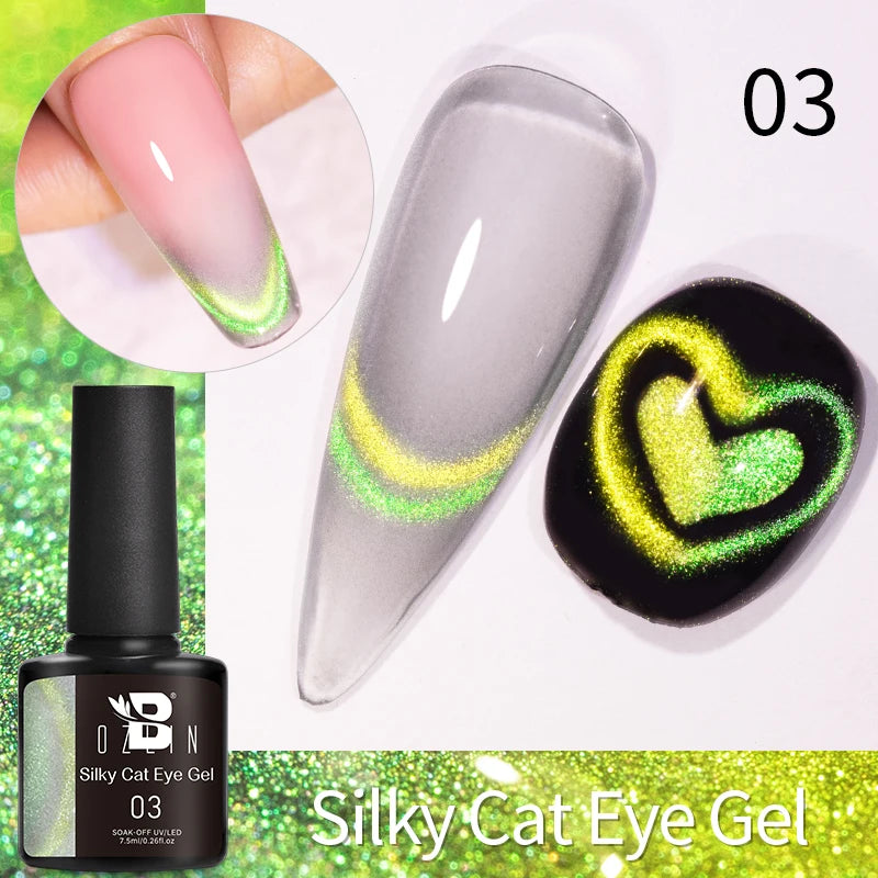 BOZLIN 7.5ML Amber Moonlight Cat Magnetic Gel Nail Polish White Light Magnetic Nail Sparkling Glitter Semi Permanent Varnish