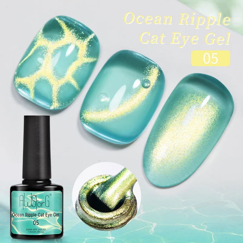 BOZLIN 7.5ML Amber Moonlight Cat Magnetic Gel Nail Polish White Light Magnetic Nail Sparkling Glitter Semi Permanent Varnish