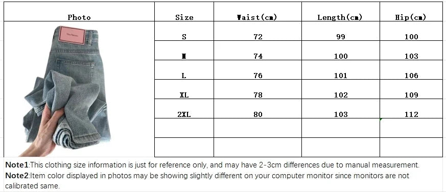 Women’s Wide-Leg Baggy Jeans – Vintage Y2K Punk Low-Waist Loose Streetwear Denim Pants, Long Fashion Style