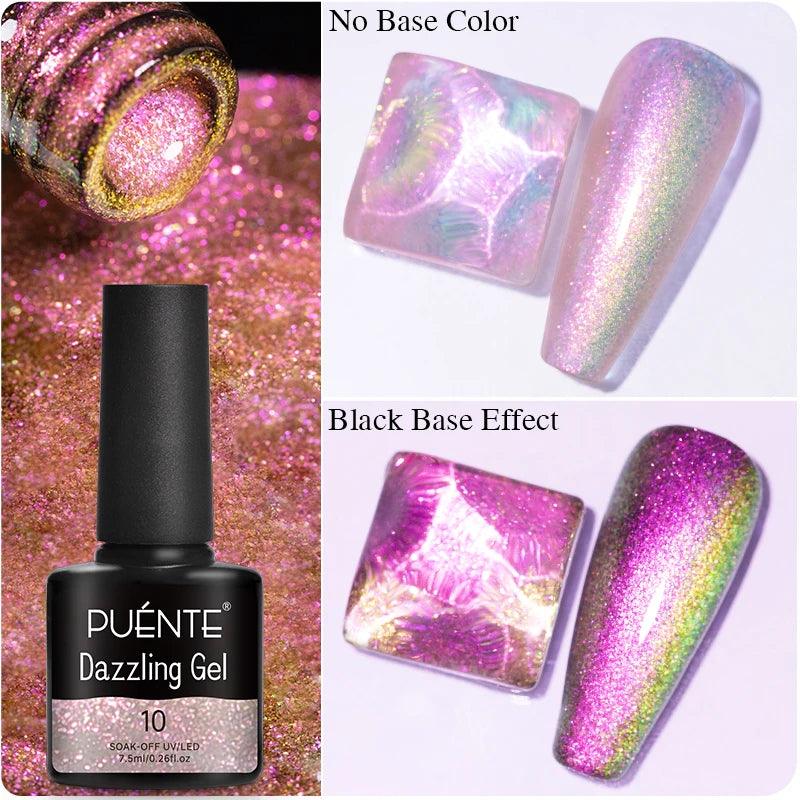 7.5ML Black Cat Eye Magnetic Glitter Gel Nail Polish Ultra-Bright Black Shine Long-Lasting Soak Off UV Nail Art Varnish Manicure