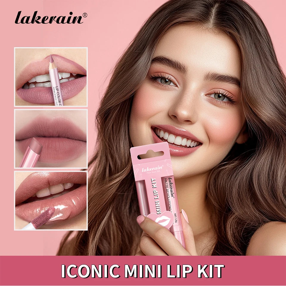 Lip Combo Matte Lipstick + Lip Liner Pen Lip Gloss Set Hydrating Matte Waterproof Long Lasting Lip lipstick set Lip Makeup Set